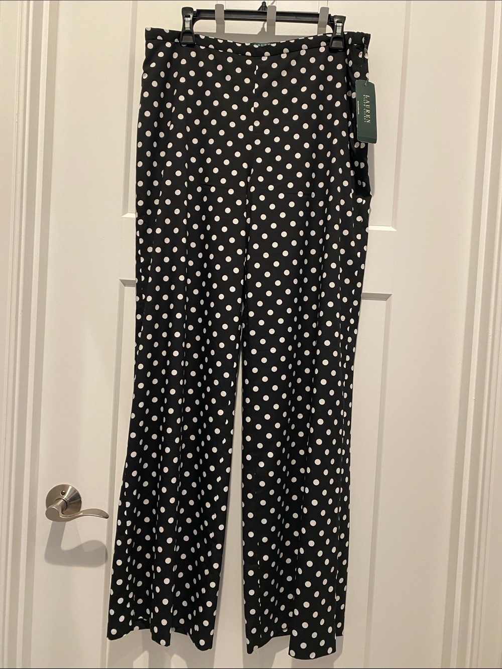 Lauren Ralph Lauren Black/White Polka Dot Wide-Leg Pants